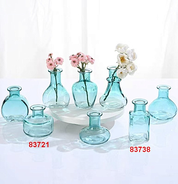 Ваза стеклянная D5,5 * H10,7 см, 1 шт., голубой