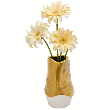 Ваза керамическая, цвет бело-золотой, 13*21,5 см