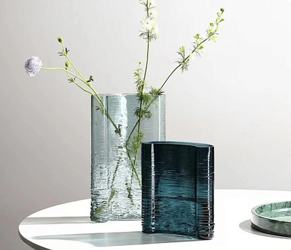 Ваза стеклянная D16 * H21 см, 1 шт., синий