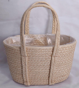 Корзина плетеная из эколозы 22x12xH13XHH25XB18X9, 1 шт., выбеленный