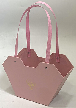  Коробка под цветы трапеция "С любовью" 23x9x15 см, светло-розовый