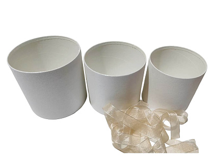 Набор коробок для цветов без крышки "Созвездие любви" 18*17, 15*14,5, 13*12 см, 3 шт., белый