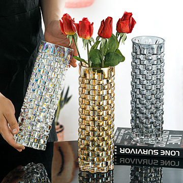 Ваза стеклянная D10 * H30,  1 шт, серый