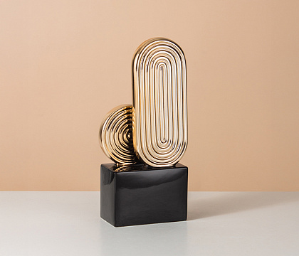 Керамическая декоративная ваза, цвет черно-золотой, 14*8*33,5 см