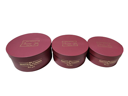 Набор коробок для цветов 25*11, 22*10, 20,5*9 см, 3 шт., винный