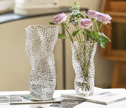 Ваза стеклянная D15 * H30,  1 шт, прозрачный.