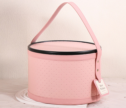 Коробка для цветов с крышкой "Гламурная эстетика" D22*H15,5, 1 шт., светло-розовый