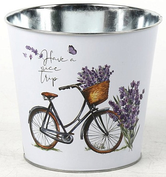 Декоративное кашпо "Путешествие в провансе" 15XH13,5 B11,5 см. металл