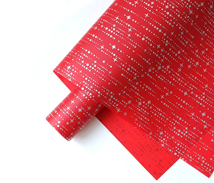 Упак. материал флористическая пленка "Звездное сияние", 55 мкр, 58х58 см, 20 листов/упак., красный