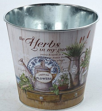 Декоративное кашпо "Садовые травы" D17XH16CM/B12, металл