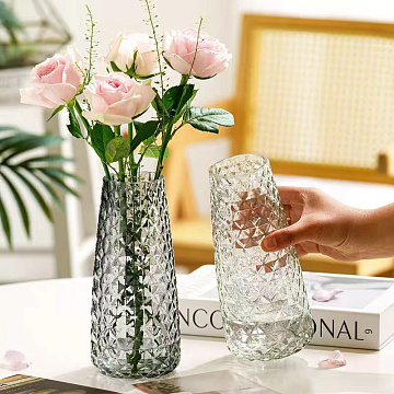 Ваза стеклянная D10 * H21,5 см, 1 шт., прозрачный