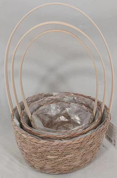 Набор корзин плетеных (рогоз): D28XH14/42XB22, D22XH12/38XB17, D18XH10/32XB13, 3 шт.