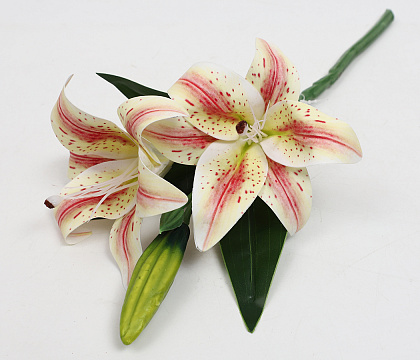 Цветок искусственный декоративный "Лилия", H35*D15 см., шампань