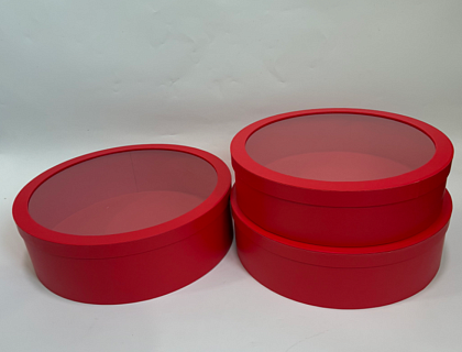 Набор коробок круглых  40x13,5 см, 38x12 см, 36x10,5 см, 3 шт., красный