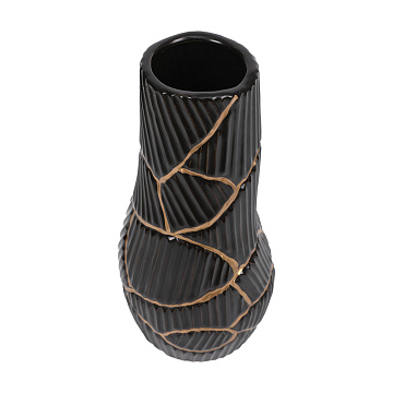 Ваза керамическая, цвет черно-золотой, 13*26,5 см