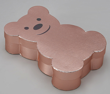 Коробка с крышкой "Мишка" 18,3x13x5 см, розовое золото