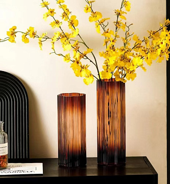 Ваза стеклянная D10 * H25 см, 1 шт., коричневый