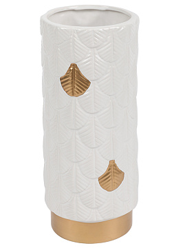 Ваза керамическая, цвет бело-золотой, 11*25 см