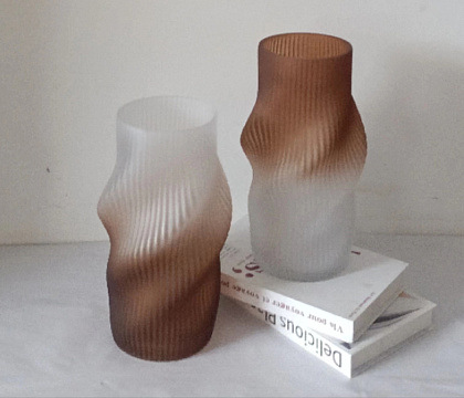 Ваза стеклянная D15 * H30, 1 шт., кофейный/белый