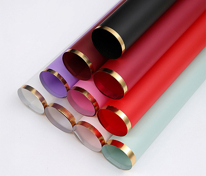 Упак. материал флористическая пленка "Золотой кант", 58х58 см, красный, 20 листов /упак