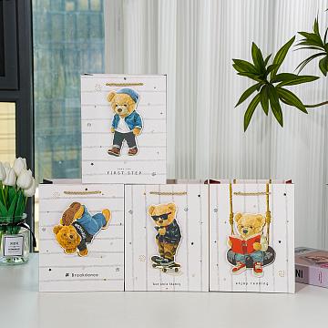 Пакет подарочный "Стильные мишки" (микс), 18*10*23 см, 210гр, 12шт/упак.