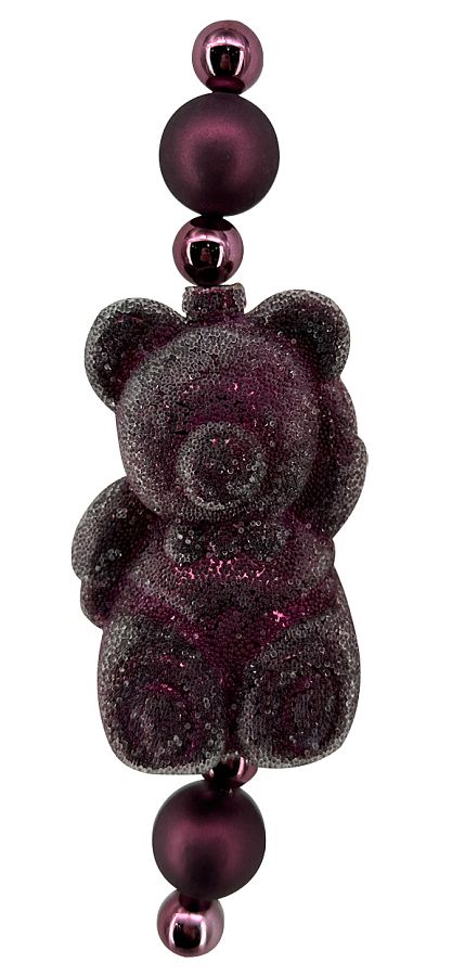 Пластиковая мини гирлянда мишка 5*5*16 см, бургунди