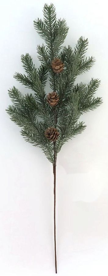 Новогодняя декоративная ветка с шишками 62 см, 1 шт.