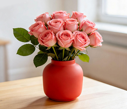 Ваза декоративная керамическая, цвет терракот, 14,5*13 см