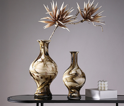 Ваза стеклянная D16 * H46,5,  1 шт., молочно-коричневый