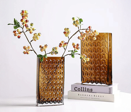 Ваза стеклянная D18 * H30,  1 шт., коричневый