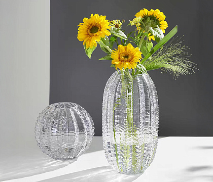 Ваза стеклянная D18 * H15 см, 1 шт., прозрачный