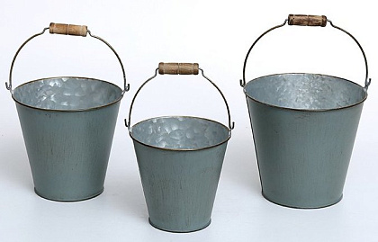 Набор декоративных кашпо-ведер 16.5XH15/25CM B11, 15XH14/23CM B9.5, 13XH12.5/21CM B8, 3 шт., металл