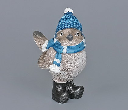 Декоративное новогоднее изделие Птичка 1, 9 см, серый с синим