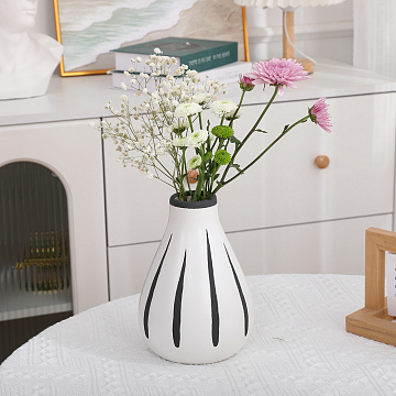 Ваза керамическая, цвет бело-черный, 12,5*17,5 см