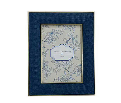 Фоторамка декоративная из МДФ с отделкой из ткани, цвет синий, со стеклом, 13x18 см