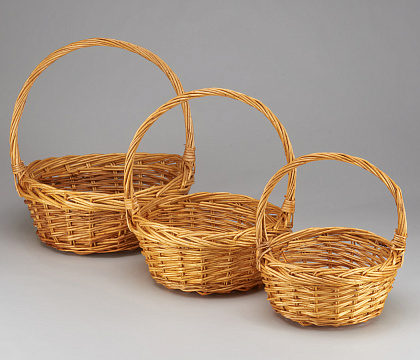 Н-р корзин плетеных (ива): 33*33*13*HH36, 28*28*11*HH31, 22*22*10*HH26, 3 шт., натур.