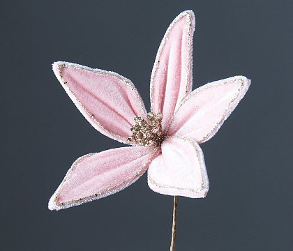 Декоративный новогодний цветок Пуансетия D12 см, 1 шт., светло-розовый