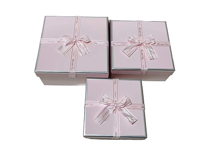 Набор коробок подарочных 19*19*9,8, 17*17*8, 15*15*6,5 см, 3 шт., светло-розовый