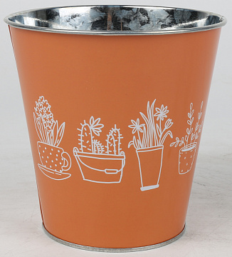 Декоративное кашпо "Горшечные цветы" 13XH13CM B8,8, металл, оранжевый
