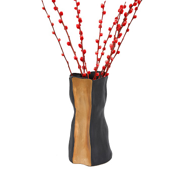 Ваза керамическая, цвет черно-золотой, 12*26,5 см