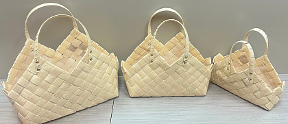 Набор корзин плетеных (секвойя): 38*24*24H 34HH, 33*16*18H 27HH, 27*13*14H 22HH, 3 шт., выбеленный