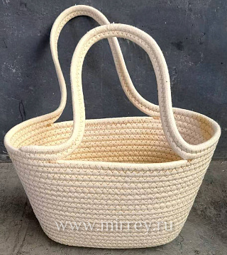 Корзина плетеная (джут) 26*14H13, 1 шт, молочн.