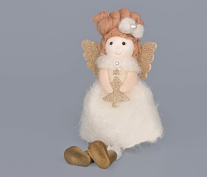 Новогоднее декоративное изделие "Фея", 18 см, шампань