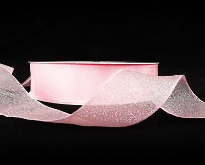 Лента декоративная "Перламутровое сияние", полиэстер, 25 мм х 20 ярд., розовый (5 шт./упак.)