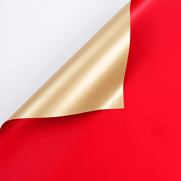 Упак. материал флористическая пленка с золотой стороной,58 см х 10 м, красный