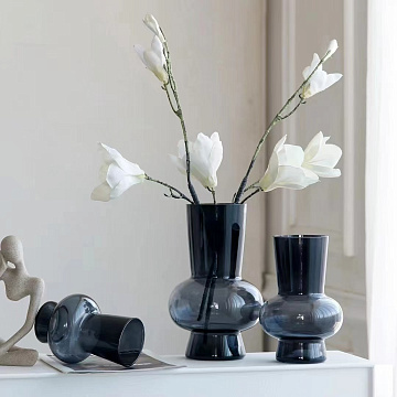 Ваза стеклянная D14,7 * H22, 1 шт., серый