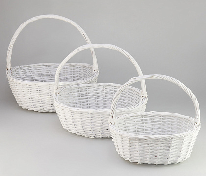 Н-р корзин плетеных (ива): 48x39xH18xHH45, 41x33xH17xHH40, 35x25xH14xHH35, 3 шт. белый