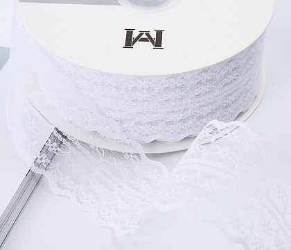 Лента декоративная "Изящное кружево", полиэстер, 45 мм х 50 ярд., белый (4 шт./упак.)