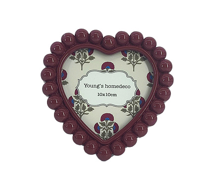 Фоторамка декоративная из эпоксидной смолы, серия "Бабл", цвет красный, со стеклом, 10x10 см