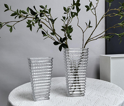 Ваза стеклянная 12,5*22,5 см, 1 шт., прозрачный